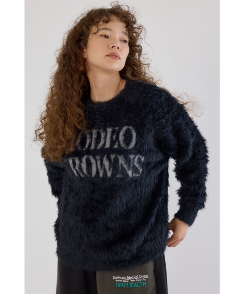 RODEO CROWNS WIDE BOWL（ロデオクラウンズワイドボウル）の「シャギーロゴニットトップス（ニット/セーター・レディース・グレー/オフホワイト/ライトピンク/ブラック・FREE）」の16枚目の写真