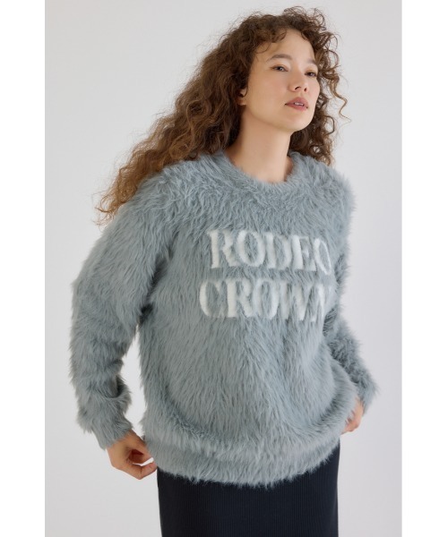 RODEO CROWNS WIDE BOWL（ロデオクラウンズワイドボウル）の「シャギーロゴニットトップス（ニット/セーター・レディース・グレー/オフホワイト/ライトピンク/ブラック・FREE）」の21枚目の写真