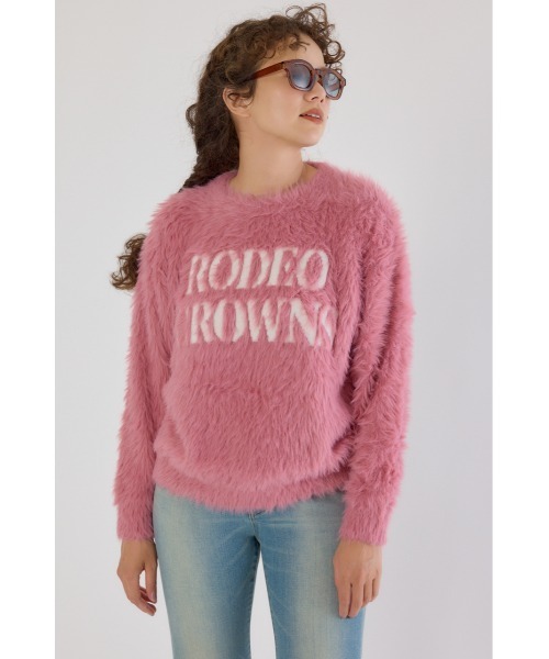RODEO CROWNS WIDE BOWL（ロデオクラウンズワイドボウル）の「シャギーロゴニットトップス（ニット/セーター・レディース・グレー/オフホワイト/ライトピンク/ブラック・FREE）」の5枚目の写真