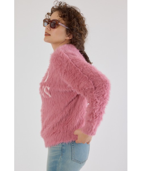 RODEO CROWNS WIDE BOWL（ロデオクラウンズワイドボウル）の「シャギーロゴニットトップス（ニット/セーター・レディース・グレー/オフホワイト/ライトピンク/ブラック・FREE）」の6枚目の写真