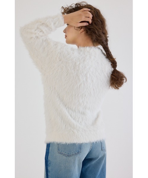 RODEO CROWNS WIDE BOWL（ロデオクラウンズワイドボウル）の「シャギーロゴニットトップス（ニット/セーター・レディース・グレー/オフホワイト/ライトピンク/ブラック・FREE）」の13枚目の写真