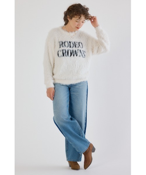 RODEO CROWNS WIDE BOWL（ロデオクラウンズワイドボウル）の「シャギーロゴニットトップス（ニット/セーター・レディース・グレー/オフホワイト/ライトピンク/ブラック・FREE）」の14枚目の写真