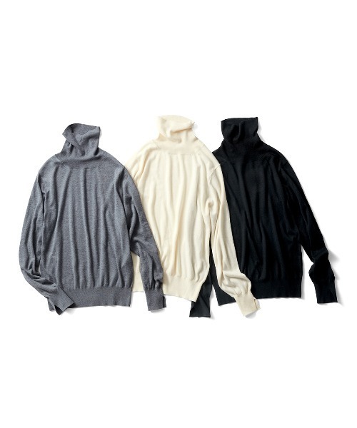 IEDIT（イディット）の「ＩＥＤＩＴ　うっとりする肌心地と絶妙ゆるフィットにこだわったシルク混タートルニット（ニット/セーター・レディース・グレー/ブラック/アイボリー・M/L/LL/3L/S/4L）」の6枚目の写真