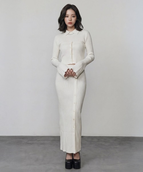 DURAS（デュラス）の「ボタンスリットマキシニットスカート（スカート・レディース・ベージュ/ホワイト/ブラック/グレー・FREE）」の13枚目の写真