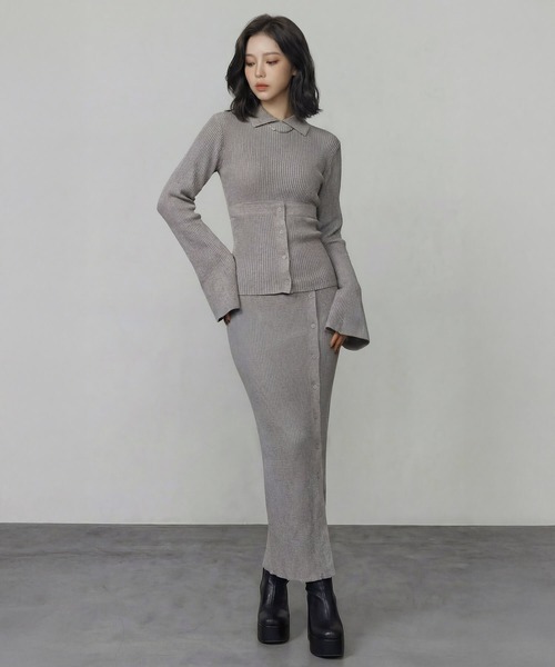 DURAS（デュラス）の「ボタンスリットマキシニットスカート（スカート・レディース・ベージュ/ホワイト/ブラック/グレー・FREE）」の16枚目の写真