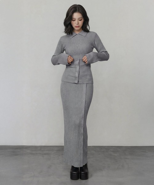 DURAS（デュラス）の「ボタンスリットマキシニットスカート（スカート・レディース・ベージュ/ホワイト/ブラック/グレー・FREE）」の17枚目の写真