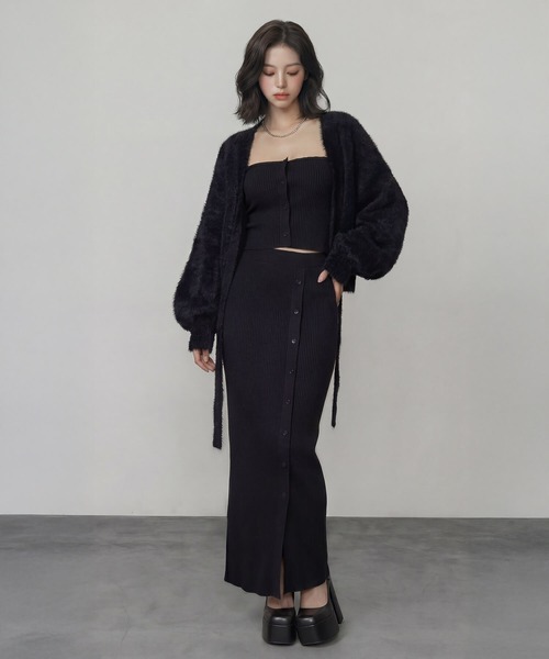 DURAS（デュラス）の「ボタンスリットマキシニットスカート（スカート・レディース・ベージュ/ホワイト/ブラック/グレー・FREE）」の8枚目の写真