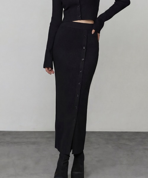 DURAS（デュラス）の「ボタンスリットマキシニットスカート（スカート・レディース・ベージュ/ホワイト/ブラック/グレー・FREE）」の5枚目の写真