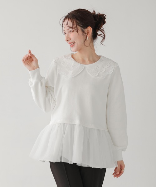 Fit more(フィットモア)の「レース衿裾ドッキングスウェット(その他トップス・レディース・ホワイト/グレー/ブラック・FREE)」の17枚目の写真