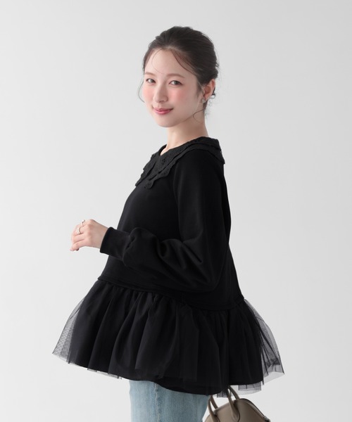 Fit more(フィットモア)の「レース衿裾ドッキングスウェット(その他トップス・レディース・ホワイト/グレー/ブラック・FREE)」の8枚目の写真