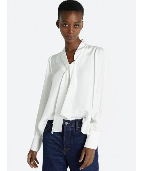 HAVELESS(ハブレス)の「SHINE TIE BLOUSE WHITE(シャツ/ブラウス・レディース・ホワイト・FREE)」の2枚目の写真