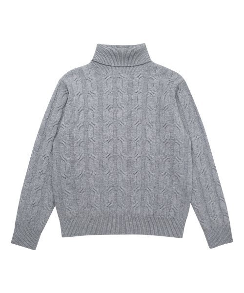 SOLEW(ソル)の「タートルケーブルニット_グレー(ニット/セーター・メンズ・その他・SMALL/MEDIUM/LARGE)」の1枚目の写真