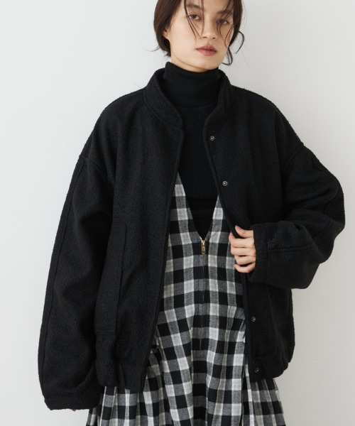 Libra Cue（リブラ キュー）の「ショートボンバージャケット（ブルゾン・レディース・ブラック/アイボリー・FREE）」の14枚目の写真