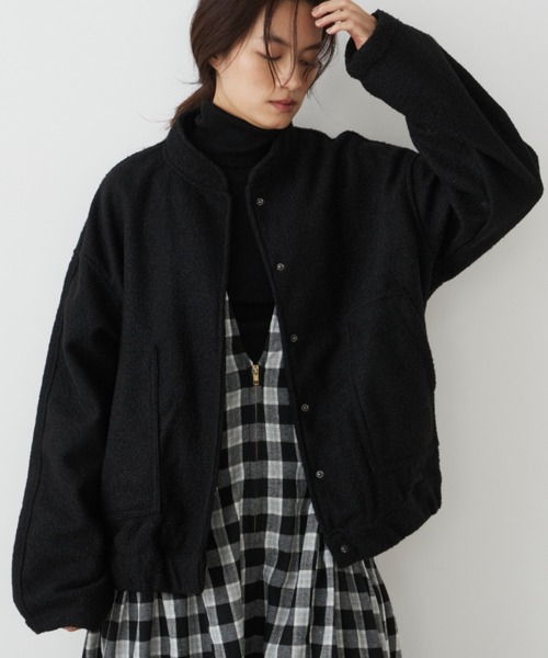 Libra Cue（リブラ キュー）の「ショートボンバージャケット（ブルゾン・レディース・ブラック/アイボリー・FREE）」の15枚目の写真