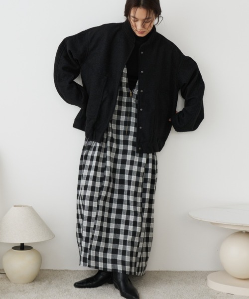 Libra Cue（リブラ キュー）の「ショートボンバージャケット（ブルゾン・レディース・ブラック/アイボリー・FREE）」の18枚目の写真