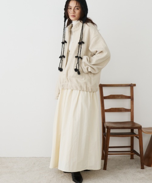 Libra Cue（リブラ キュー）の「ショートボンバージャケット（ブルゾン・レディース・ブラック/アイボリー・FREE）」の8枚目の写真