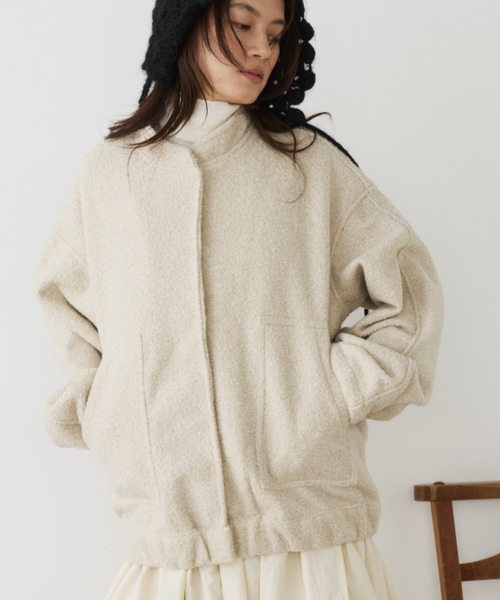 Libra Cue（リブラ キュー）の「ショートボンバージャケット（ブルゾン・レディース・ブラック/アイボリー・FREE）」の5枚目の写真