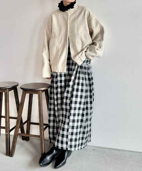 Libra Cue（リブラ キュー）の「ショートボンバージャケット（ブルゾン・レディース・ブラック/アイボリー・FREE）」の12枚目の写真