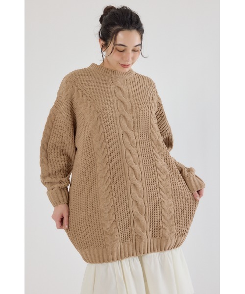 RODEO CROWNS WIDE BOWL(ロデオクラウンズワイドボウル)の「ケーブルモールニットワンピース(ワンピース・レディース・ベージュ/パープル/アイボリー/チャコールグレー・FREE)」の21枚目の写真