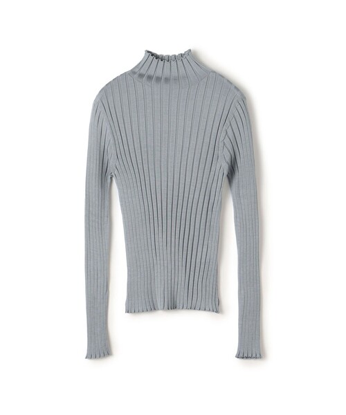 DES PRES(デ・プレ)の「ドメスティックスパンシルク ビルドネックプルオーバー(ニット/セーター・レディース・ライトブルー/ネイビー/ホワイト/グリーン・FREE)」の4枚目の写真