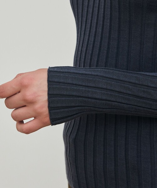 DES PRES(デ・プレ)の「ドメスティックスパンシルク ビルドネックプルオーバー(ニット/セーター・レディース・ライトブルー/ネイビー/ホワイト/グリーン・FREE)」の10枚目の写真