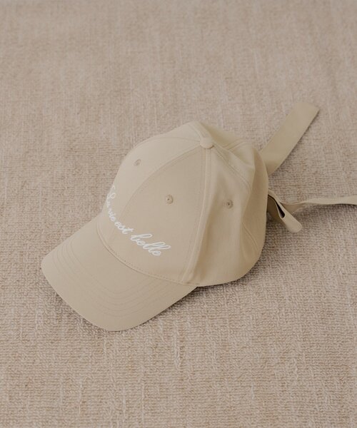 Chico（チコ）の「バックリボン刺繍キャップ（ハット・レディース・ベージュ/ピンク/ネイビー・FREE）」の2枚目の写真