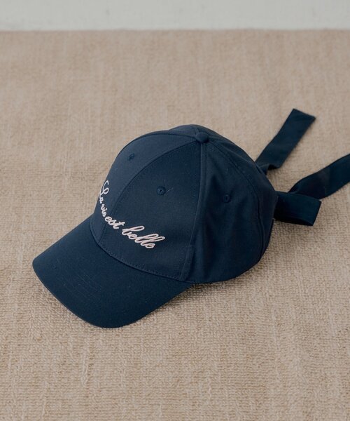 Chico（チコ）の「バックリボン刺繍キャップ（ハット・レディース・ベージュ/ピンク/ネイビー・FREE）」の6枚目の写真