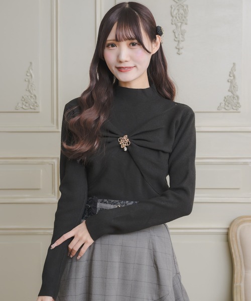 couture BY ROJITA(クチュールバイロジータ)の「ブローチリボンニット(ニット/セーター・レディース・グレー/ブラック/ホワイト・FREE)」の15枚目の写真