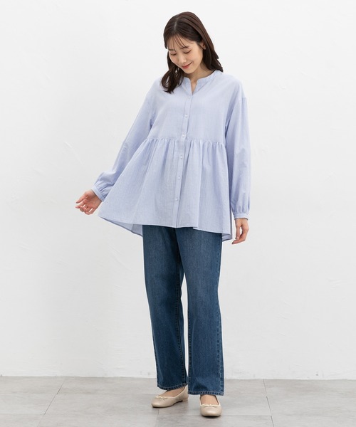Honeys（ハニーズ）の「ギャザー切替ブラウス（シャツ/ブラウス・レディース・ブルー系その他3/ミント/ベージュ/ホワイト系その他・S/M/LL/L）」の8枚目の写真