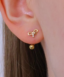 Rennet（レネット）の「【 金属アレルギー対応 】ステンレス  リボン＆ビーズピアス（ピアス（両耳用））」