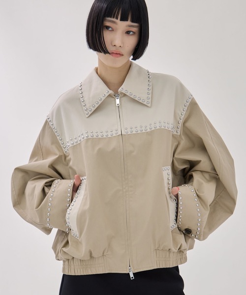 CLANE/クラネ】W COLOR STUDDED DRIZZLER JACKET/ダブルカラースタッズ