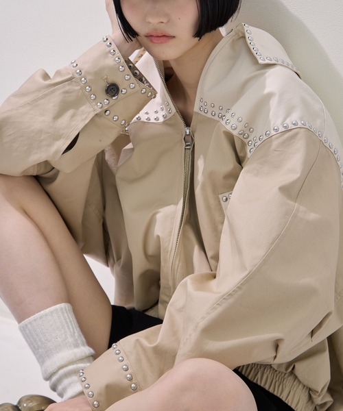 CLANE/クラネ】W COLOR STUDDED DRIZZLER JACKET/ダブルカラースタッズ