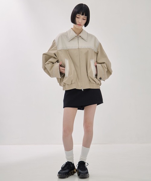 CLANE/クラネ】W COLOR STUDDED DRIZZLER JACKET/ダブルカラースタッズ