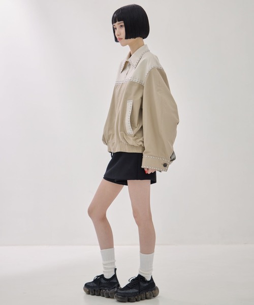 CLANE/クラネ】W COLOR STUDDED DRIZZLER JACKET/ダブルカラースタッズ