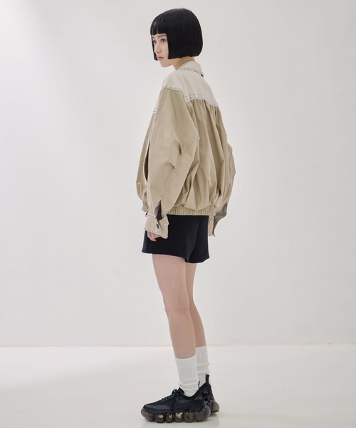 W COLOR STUDDED DRIZZLER JACKET ベージュ CLANE - スタッズ ドリズラージャケット - W COLOR STUDDED DRIZZLER