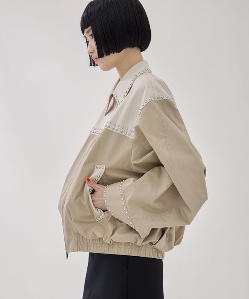 CLANE/クラネ】W COLOR STUDDED DRIZZLER JACKET/ダブルカラースタッズ