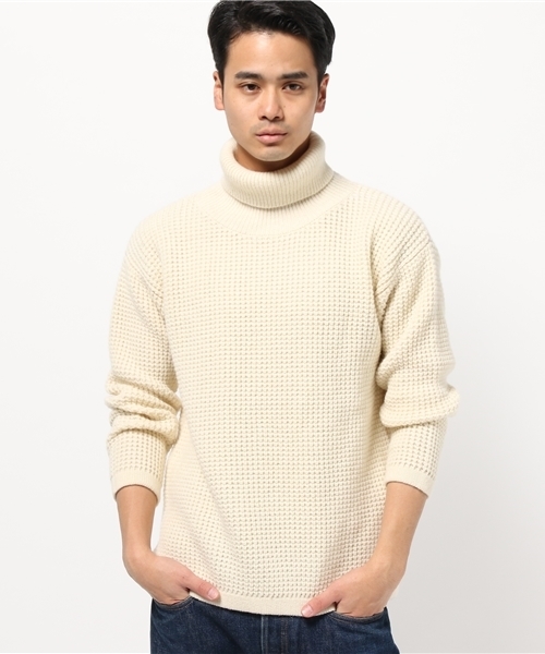 JOURNAL STANDARD（ジャーナルスタンダード）の「BIG ワッフルタートルネックニット#（ニット/セーター・メンズ・ネイビー/グレー/アイボリー/カーキ・LARGE/MEDIUM）」の12枚目の写真