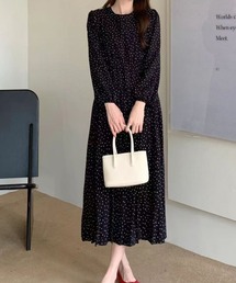 FINEnough（ファインナフ）の「ハート柄ドット見えウエストマークワンピース（ワンピース）」