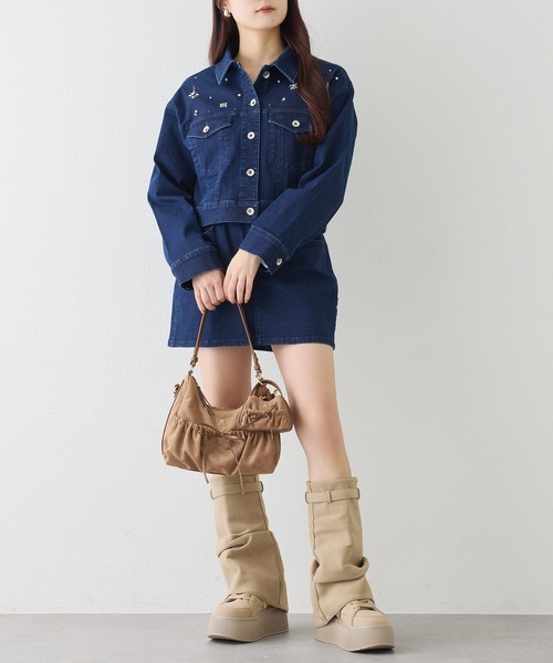 セットで着れる/ビジューデニムジャケット（デニムジャケット）｜one