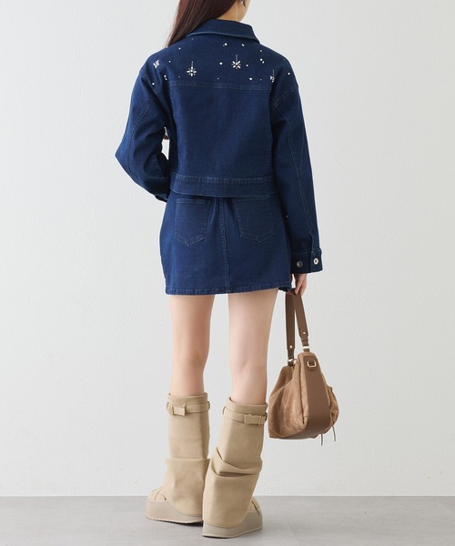 セール】セットで着れる/ビジューデニムジャケット（デニムジャケット
