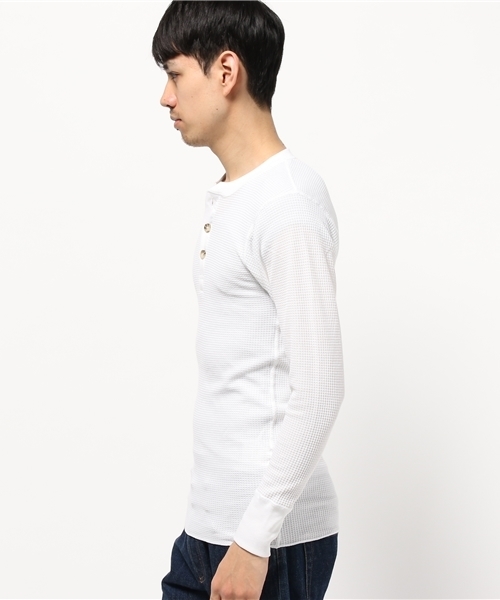 Abiding Aim(アバイディングエイム)の「【JEMORGAN】ワッフル長袖ヘンリーネックTシャツ(Tシャツ/カットソー・メンズ・ホワイト/トップグレー/ネイビー/キナリ/ブラック/カーキ・XL/S/M/L)」の12枚目の写真