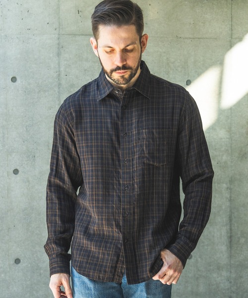 MR.OLIVE（ミスターオリーブ）の「DOUBLE GAUZE MADRAS CHECK / REGULAR COLLAR SHIRT / M261114（シャツ/ブラウス・メンズ・ブラック/カーキ・SMALL/MEDIUM/LARGE）」の2枚目の写真