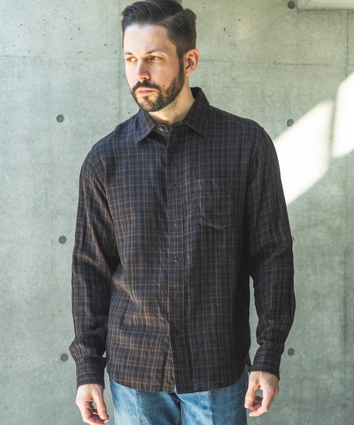 MR.OLIVE（ミスターオリーブ）の「DOUBLE GAUZE MADRAS CHECK / REGULAR COLLAR SHIRT / M261114（シャツ/ブラウス・メンズ・ブラック/カーキ・SMALL/MEDIUM/LARGE）」の3枚目の写真