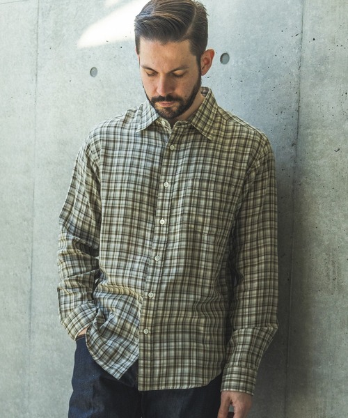 MR.OLIVE（ミスターオリーブ）の「DOUBLE GAUZE MADRAS CHECK / REGULAR COLLAR SHIRT / M261114（シャツ/ブラウス・メンズ・ブラック/カーキ・SMALL/MEDIUM/LARGE）」の4枚目の写真