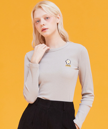 デイジーパッチスリムTシャツベージュ
