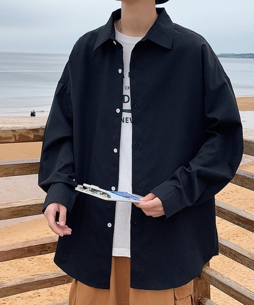 SHEPP(シープ)の「【26年春夏新作】シンプルベーシックルーズシャツ(シャツ/ブラウス・メンズ・グレー/ブルー/ブラック/ホワイト・L/M)」の1枚目の写真