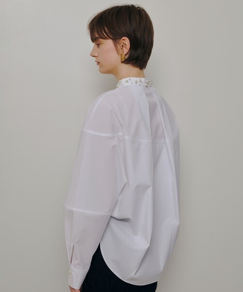 allureville（アルアバイル）の「パールカラーコクーンブラウス（シャツ/ブラウス・レディース・ホワイト/サックスブルー・2）」の7枚目の写真
