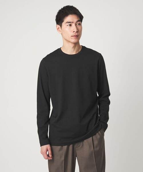 green label relaxing（グリーンレーベルリラクシング）の「LONG FIBER COTTON クリア クルーネック 長袖 Tシャツ（Tシャツ/カットソー・メンズ・ブラック/ライトグレー/ホワイト・L/XL/S/M/XXL）」の2枚目の写真