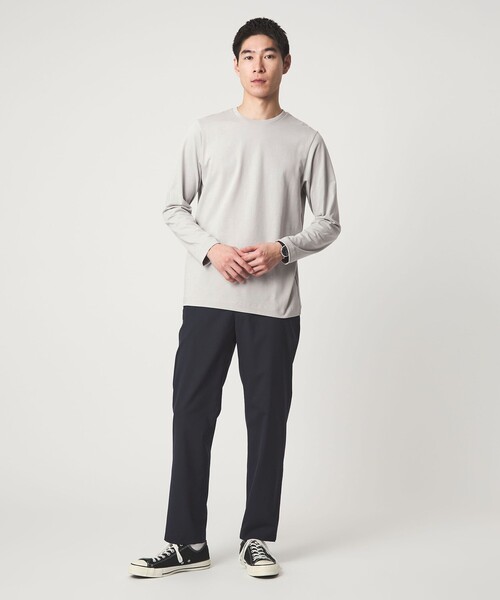 green label relaxing（グリーンレーベルリラクシング）の「LONG FIBER COTTON クリア クルーネック 長袖 Tシャツ（Tシャツ/カットソー・メンズ・ブラック/ライトグレー/ホワイト・L/XL/S/M/XXL）」の6枚目の写真