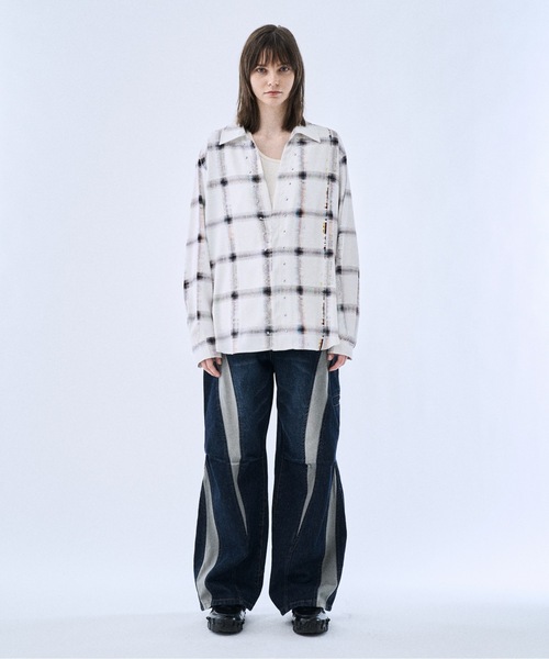 PHILTHEORY（フィルセオリー）の「Noise check skipper shirts / ノイズチェックスキッパーシャツ（シャツ/ブラウス・メンズ・ブラック/ホワイト・3/2/1）」の3枚目の写真